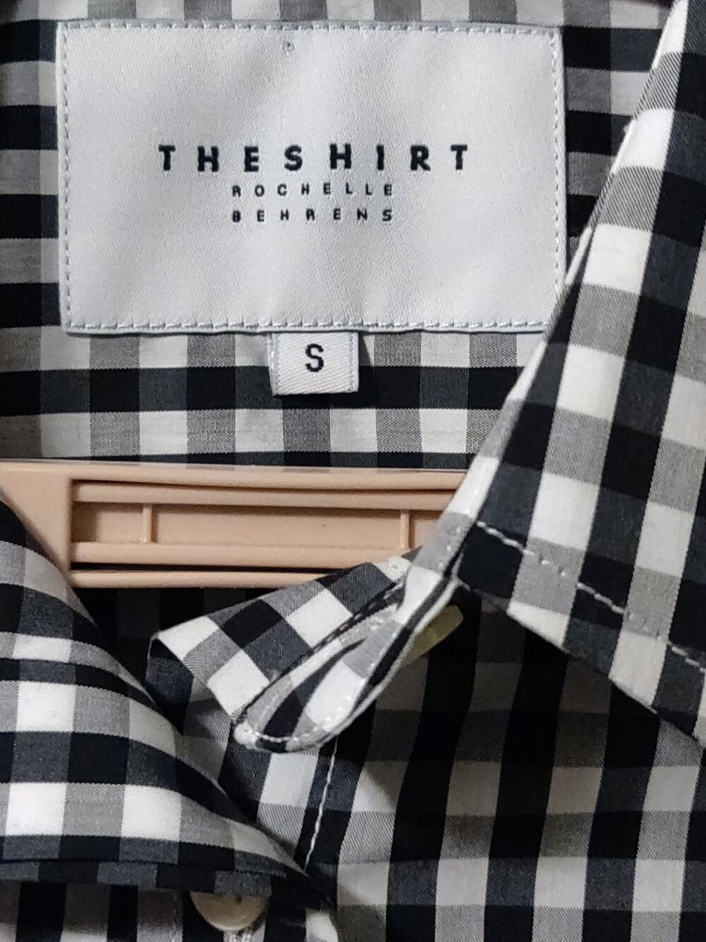 The Shirt By Rochelle Behrens Black & White Gingham Iconic Button Down SMALL - Picture 2 of 6